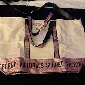Victoria's Secret Pink and Black Canvas Tote